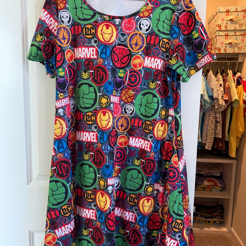 Marvel Multicolor Superhero Icon Swing Dress